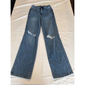 Judy Blue Straight Leg Distressed Jeans Med. Wash High Rise JB88785 MD Size 5/27